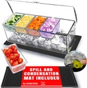 Honeyera Chilled Condiment Server | Hosting Essentials for Up to 80 Oz of Ice | Mimosa Bar Supplies Drain Plug | BPA-Free Taco Bar/Salad Bar | Food-Safe Condiment Caddy (Parent) (Black, 1 Pack)