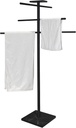 Swimming Pool Towel Rack with Tray, 304 Stainless Steel 6 Arms Freestanding Swimming Pool Towel Holder,Black Marble Base Outdoor Bath Sheet Drying Bar for Spa, Hot Tub & Patio