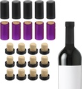 uxcell 100Pcs PVC Heat Shrink Capsules with 12Pcs T-Shaped Cork Wine Stopper Wine Bottle Sealer Wrap Caps with Tear-off Tab for Wine Glass Bottle, Wine Cellar, Home, 30x60mm, Purple/Black