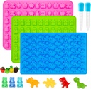 Gummy Candy Molds - Silicone Mini Gummy Bear/Dinosaur/Fruit Snack Molds for Kids With 2pcs Dropper,Non-stick and Bpa Free for Candy Chocolate Gummies Baking