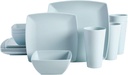 Gibson Home Soho Grayson Square Melamine Dinnerware Set, Service for Four (16pc), Mint