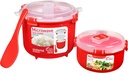 Sistema Microwave Rice Cooker & Round Microwave Food Container Set | 2.6L, 915ml | Food Containers with Steam-Release Vents | BPA-Free | 2 Count