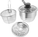 KICHOUSE 304 Stainless Steel Multifunctional Milk Pot Fry Basket Steamer 2-Quart Capacity Cooking Pot for Pasta Soups and Baby Food Suitable for Home and Outdoor Use Random Style