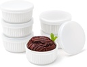 Nuwave 6pc Ceramic Ramekins w/Lid 8oz, Classic Elegant Style Ramekins, Bake Souffles, Creme Brulées, Custards, Puddings, 4.3” Wide & 2” Tall, Oven, Microwave & Dishwasher-Safe, PFAS Free, Ivory White