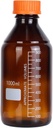 Lab Media Storage Amber Bottles Brown Graduated Glass Container GL45 Screw Cap Leakproof Multi-Purpose for Scientific | Pack of 4 (Orange,1000ml)
