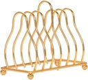 Teensery Iron Metal Plate Organizer Dish Rack Pot Cup Lid Drying Storage Holder Stand for Home Kitchen Cabinet, 6 Slots (Gold)