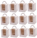 24pcs Transparent Window Cupcake Boxes with Inserts Cake Packing Carrier Box for for Home Bakery Space-saving Folding Design