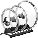 Set of 3 Pot Lid Holder and Plate Dish Rack with 7 Compartments, Plastic Pan Top Organizer, Kitchenware Dividers, Cabinet and Countertop Storage Stand, Space-Saving Design (Cream, 3)