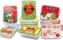 ceiba tree 36Pcs Christmas Foil Containers with Lids 6 Designs Disposable Aluminum Food Containers Merry Christmas Foil Leftover Containers for Goodies Cookie Winter Holiday Xmas Party Supplies