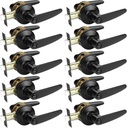 Probrico 10 Pack Black Privacy Lever Door Handles, Keyless Door Handle Set for Bedroom or Bathroom, Interior Handles Door Levers Door Knobs Door Lock