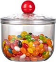 30oz Clear Candy Jar with Lid for Office Desk, Plastic Cookie Storage Jar for Kitchen Counter, 900ml