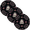 3 Pcs Microwave Trivet for Crock Pot 15in Absorb Water Potholders Bathroom Decor alfombrilla de para cocina Gothic Style Skull Flowers