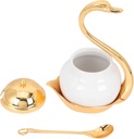 BESPORTBLE 1 Set Swan Sugar Bowl Empty Container Cookie Jar Terrariums Glass Coffee Container Glass Container with Lid Ceramic Seasoning Pot Candy Kitchen Supplies Aluminum Alloy