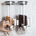 Wall Mount Dual Control Food Storage Dispenser Coffee/Bean/Candy/Rice Silver 3L 2 Pack