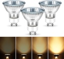 GU10 Halogen 50W Bulbs, 120V Halogen Light Bulb, Gu10 Base Replacement for Candle Warmer Lamp Bulb, Warm White GU10+C Dimmable Glass Cover for Spot Track Lighting, Range Hood Lights, 3 Pack
