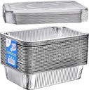 Diplastible 11x7 Disposable Aluminum Pans with Covers - 20 Pack - Pan with Foil Lids Perfect for Baking Cooking Food and Storage Container