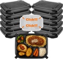 5 Compartment Food Prep Containers with Clear PET Lid, Bulk Storage for Meal, Stackable Take-Out Bento Boxes, Dish Delivery, Freezer, Microwave, and Dishwasher Safe, BPA-Free, 50 Packs
