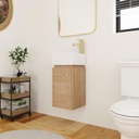 12" Wall-Mounted Bathroom Vanity with Sink - Modern Floating Vanity Cabinet for Small Bathrooms, Space-Saving Single Basin Sink Combo, 1 Door Storage & Countertop (12x12 Inches)