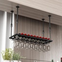 Wine Rack Ceiling Bottle Rack Wine Bottle Holder Hanging Wine Glass Goblet Shelf Wine Displays for Room/Wine Cellar/Bar Black/120 * 30Cm,140 * 30cm