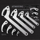 12pcs Adjustable Spanner Wrench Sets with Replaceable Head, C-Shape Pin Hook Wrench Tools for Pipes Heating Cars, Castle Buffer tube Nut Coilover Wrench for Suspension System, 3/4" to 6-1/10"