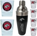 R and R Imports Rider University Broncs Officially Licensed Collegiate Barware Set – 7-Piece Cocktail & Whiskey Glass Gift Pack