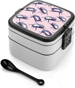 Egyptian Scarab Insect Lunch Box with Handle Stackable 2 Layer Leak-Proof Bento Box Portable Food Containers for Unisex