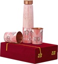 Copper Bottle 2 Glass Gift Set (Dual Meena pink) by crockery wala and company