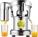 Commercial Centrifugal Juicer 370W 110V, Silver Stainless Steel Whole Vegetable & Fruit Juice Maker Squeezer - 80-100 kg/hr 2800RPM Juice & Residue Separated Machine for Restaurant, Home, Cafe Use