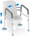Delog Toilet Safety Rails 300 lb - Adjustable Toilet Safety Frame & Rails, Toilet Safety Rail for Elderly Adults, Toilet Handles for Seniors, Toilet Bars for Elderly & Handicap (Gray)