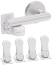 The JEM Essentials Baby Safety Door Lever Lock (4-Pack) – Childproof Latches for Cabinets, Drawers, Ovens, Toilets & Fridge – No Drilling Needed, Multi-Use Baby Proofing, Dual Lock Design