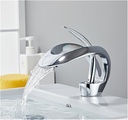 Creative Bathroom Basin Sink Brass countertop Installation Single Handle Single Hole Flow Sprayer hot and Cold Water Mixer Bathtub Faucet (Color : Short Chrome)