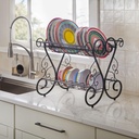 BrylaneHome Scroll 2-Tier Dish Rack - Black