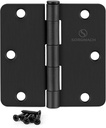 Door Hinge 3 1/2 Inch Interior Door Hinges Matte Black 3.5 Inch Interior Hinges Flat Iron Hinge 3 ½"x 3 ½" Door Hardware 1/4" Radius - 12 Pieces