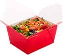Restaurantware Bio Tek 30 Ounce Take Out Boxes 50 To Go Lunch Boxes - Tab-Lock Closure Heat-Tolerant Red Paper Disposable Lunch Boxes Greaseproof For Hot And Cold Foods
