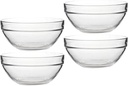 Luxshiny 4pcs Glass Ramekins Transparent Multi-function Bowls for Desserts Ice Salad and Fruits Seamless Design for Home Baking and Serving