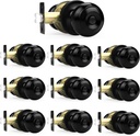 Probrico Black Door Knobs, Flat Ball Interior Bath/Bed Doorknobs, Keyless Door Handles Locks for Bedroom Bathroom, Privacy Function, 10 Pack